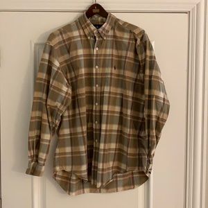 Tan plaid button down polo